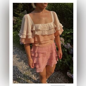 Strut & Bolt June Tiered Ruffle Layer Mini Dress - Coral